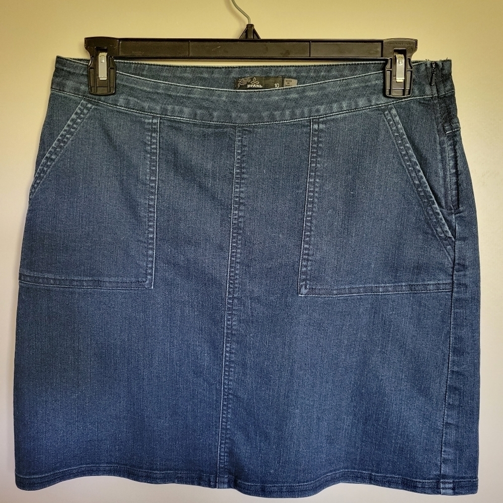 Prana Women's Denim Side Zip Mini  Skirt Size 10